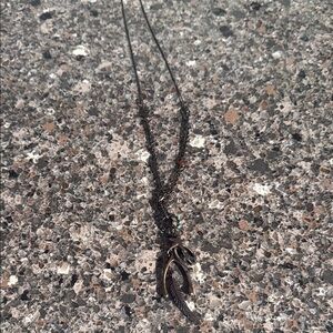 Y2K Elegant Black and Silver Leaf Pendant Necklace